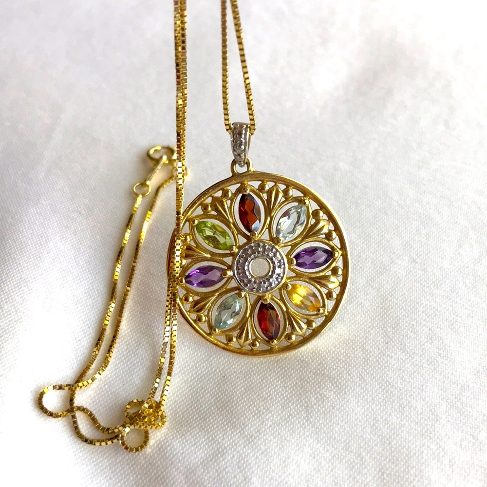 Gold chain with crystal pendant